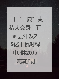 “三夏”麦秸大变身：五河县年发2.5亿千瓦时绿电 供20万吨蒸汽