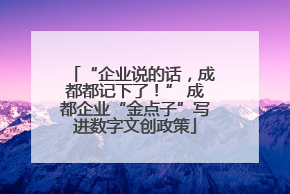 “企业说的话，成都都记下了！” 成都企业“金点子”写进数字文创政策