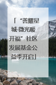 “善耀星城·微光暖开福”社区发展基金公益季开启