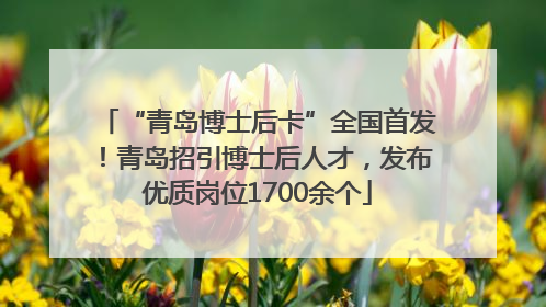“青岛博士后卡”全国首发！青岛招引博士后人才，发布优质岗位1700余个