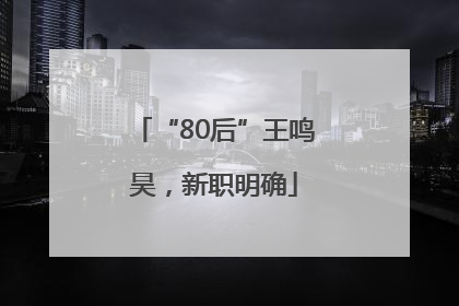 “80后”王鸣昊，新职明确