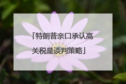 特朗普亲口承认高关税是谈判策略