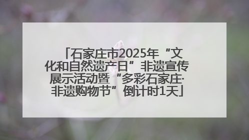 石家庄市2025年“文化和自然遗产日”非遗宣传展示活动暨“多彩石家庄·非遗购物节”倒计时1天