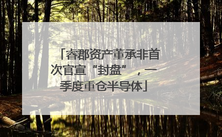 睿郡资产董承非首次官宣“封盘”，一季度重仓半导体