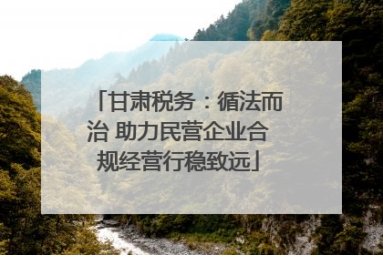 甘肃税务：循法而治 助力民营企业合规经营行稳致远
