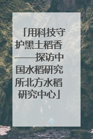 用科技守护黑土稻香——探访中国水稻研究所北方水稻研究中心