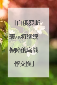 白俄罗斯表示将继续保障俄乌战俘交换