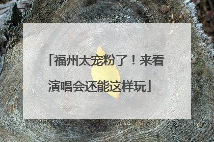 福州太宠粉了！来看演唱会还能这样玩