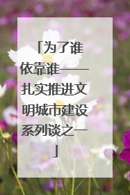 为了谁 依靠谁——扎实推进文明城市建设系列谈之一