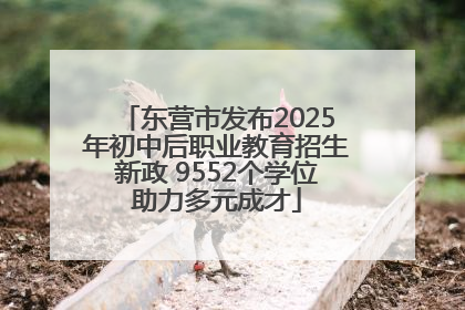 东营市发布2025年初中后职业教育招生新政 9552个学位助力多元成才