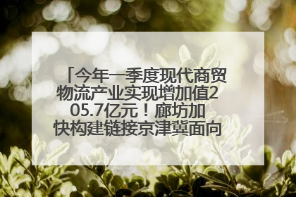 今年一季度现代商贸物流产业实现增加值205.7亿元！廊坊加快构建链接京津冀面向全世界的物流通道