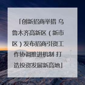 创新招商举措 乌鲁木齐高新区（新市区）发布招商引资工作协调推进机制 打造投资发展新高地
