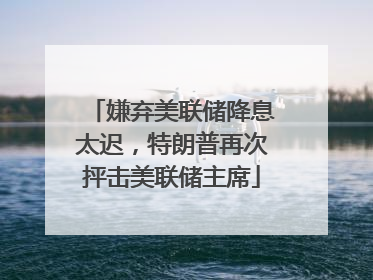嫌弃美联储降息太迟，特朗普再次抨击美联储主席