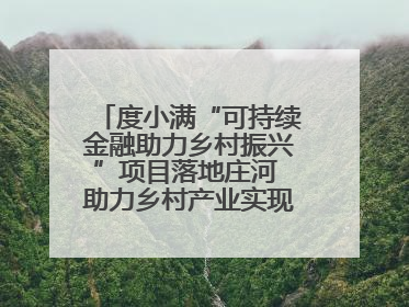 度小满“可持续金融助力乡村振兴”项目落地庄河 助力乡村产业实现绿色转型
