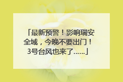 最新预警！影响瑞安全域，今晚不要出门！3号台风也来了……