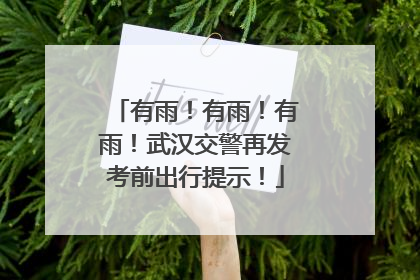 有雨！有雨！有雨！武汉交警再发考前出行提示！