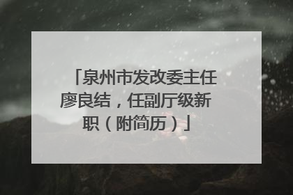 泉州市发改委主任廖良结，任副厅级新职（附简历）