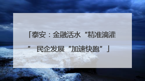 泰安：金融活水“精准滴灌” 民企发展“加速快跑”