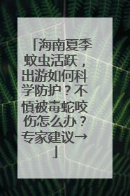 海南夏季蚊虫活跃，出游如何科学防护？不慎被毒蛇咬伤怎么办？专家建议→