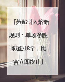 苏超引入熔断规则：单场净胜球超过8个，比赛立即终止
