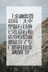 金融监管总局：大中型银行目前已在总行和省分行层面都设立了专门的科技金融部门