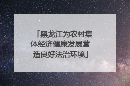 黑龙江为农村集体经济健康发展营造良好法治环境