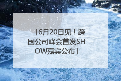6月20日见！跨国公司峰会首发SHOW嘉宾公布